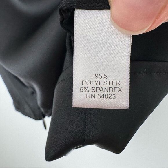 Banana Republic Women Cowl Back Blouse 8 Black Stretch Satin Fairy Goth Office - Picture 12 of 16